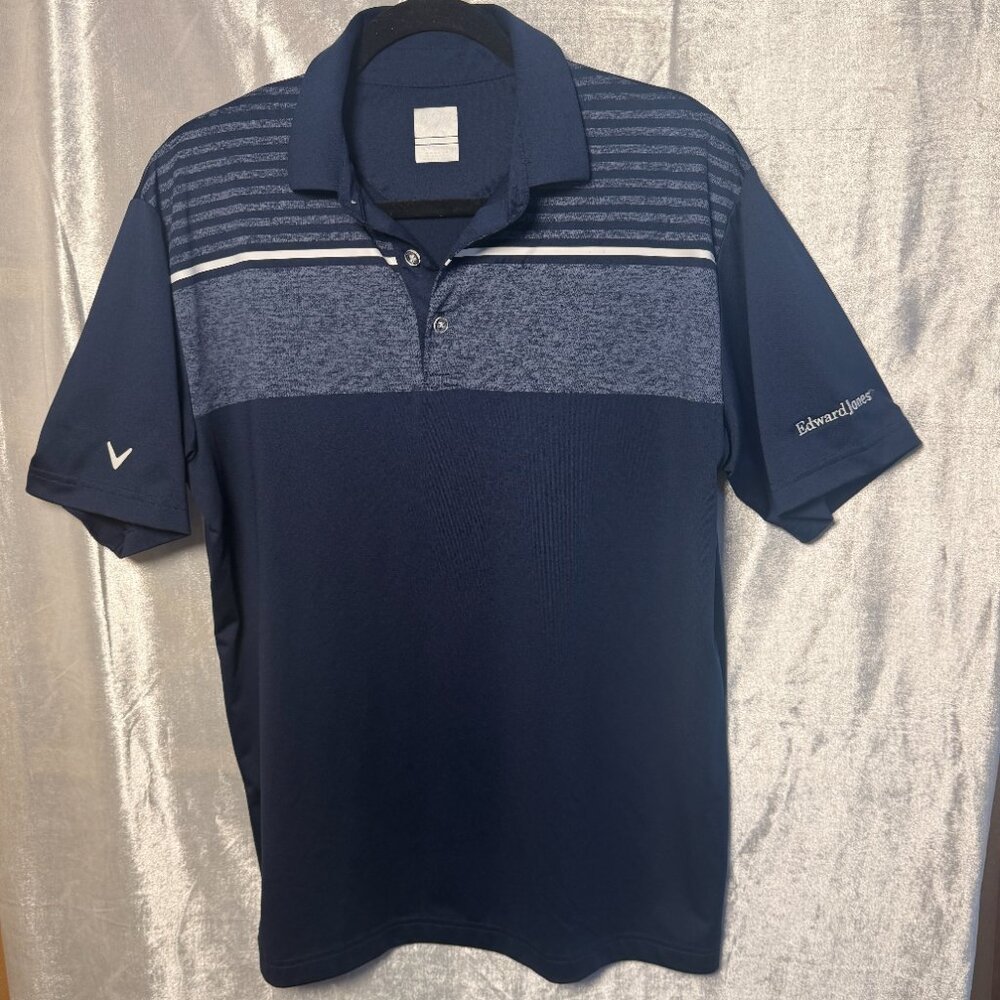 Callaway Opti-Dri Polo Shirt Mens Medium Blue Short Sleeve Golf Performance Edwa
